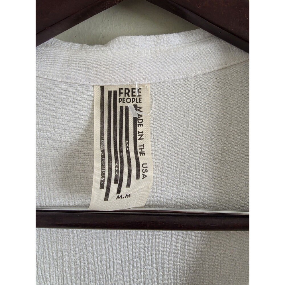 Free People Women's off white Texture cotton Boho Summer Beachy Milkmaid size M - Picture 2 of 6